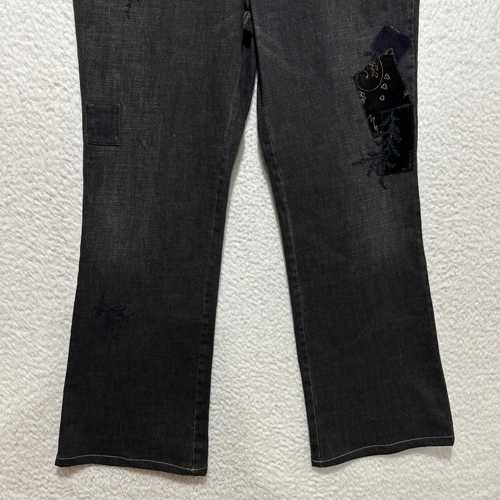 Y2K Vintage Lauren Jeans Co. Ralph Lauren Size 12‎ Black With Decorative Patches - Picture 5 of 16